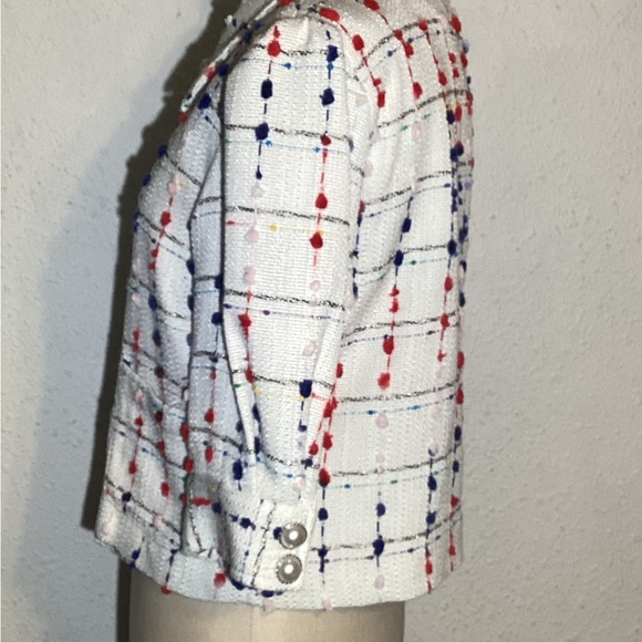 Dolce Cabo Crop 3/4 Sleeve Tweed Pearl jacket size medium - Picture 4 of 8